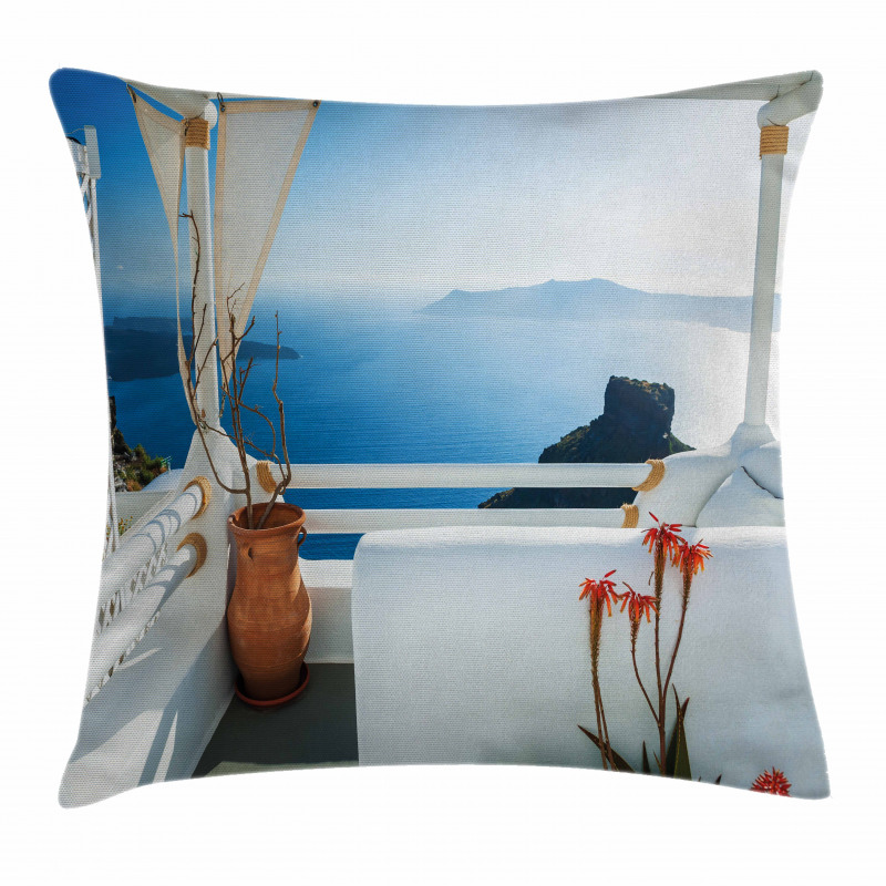 Sunset Santorini Island Pillow Cover