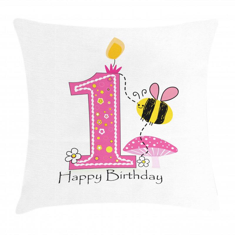 Bees Party Cake Candle Pillow Cover