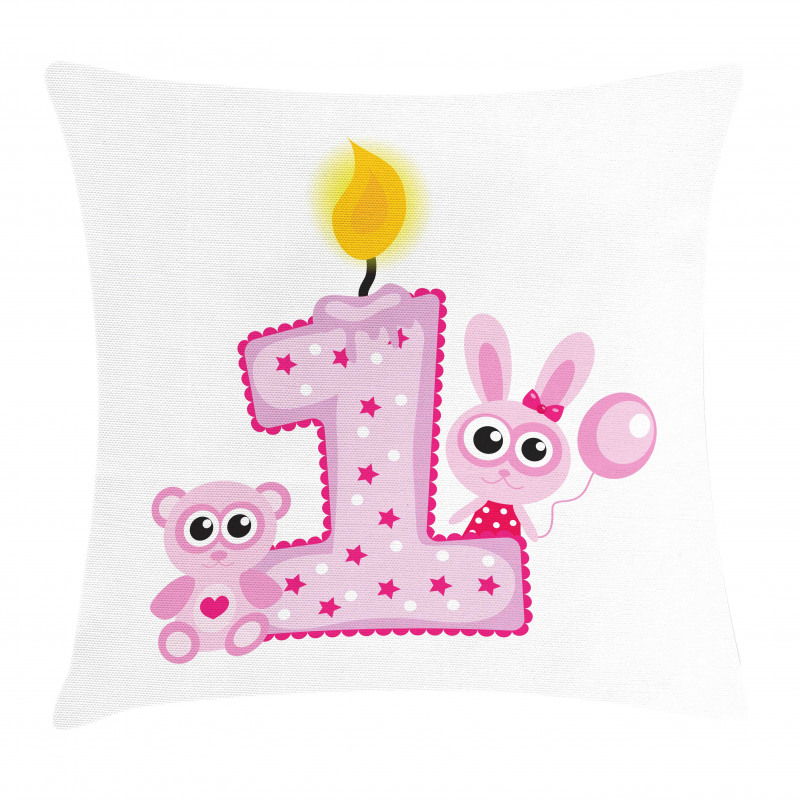 Girls Birthday Bunnies Pillow Cover