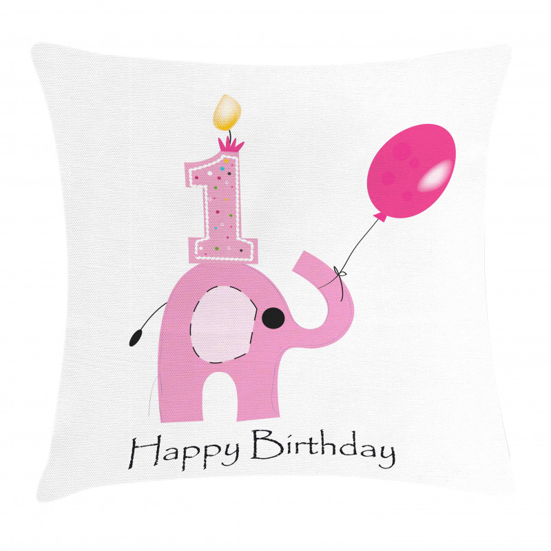 Girls Party Elephant Pillow Cover