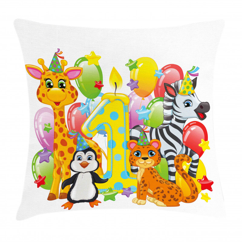Safari Animal Birthday Pillow Cover