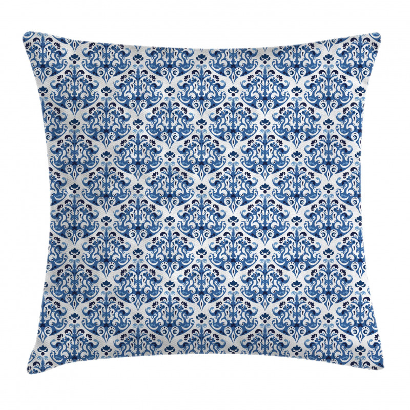 Indigo Victorian Design Pillow Cover