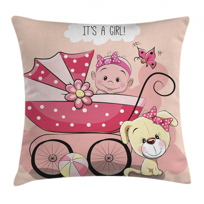 Puppy Carriage Pillow Cover
