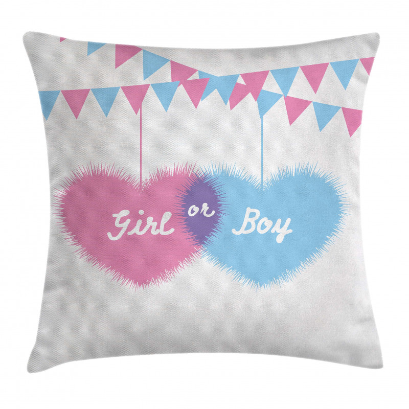 Girl Boy Hearts Flags Pillow Cover