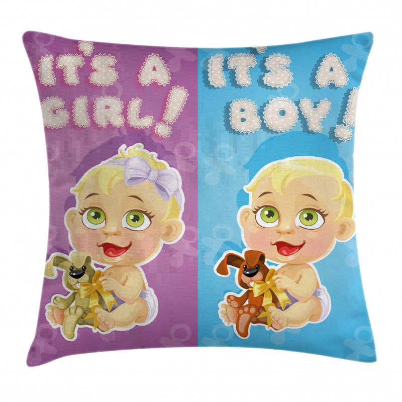 Girl Boy Dogs Pillow Cover