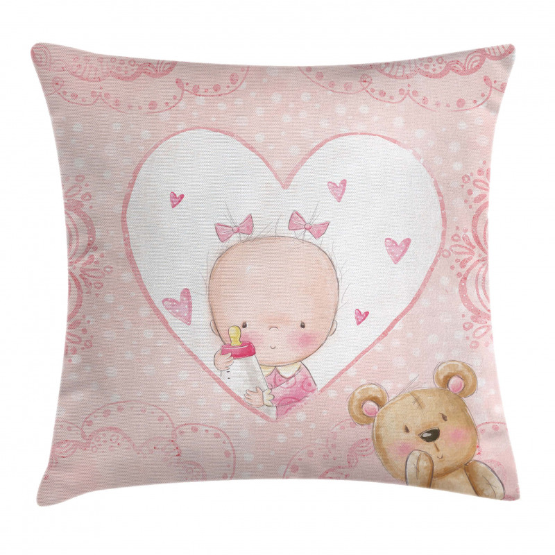 Girls Baby Teddy Bear Pillow Cover