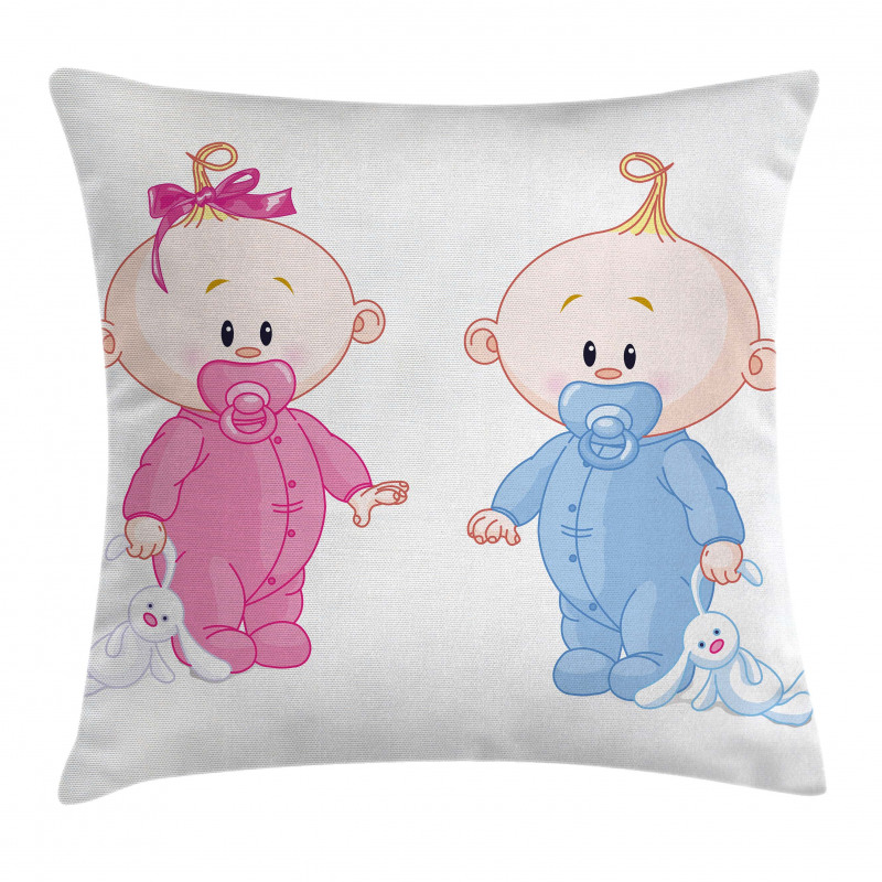 Boy Girl Bunny Pillow Cover