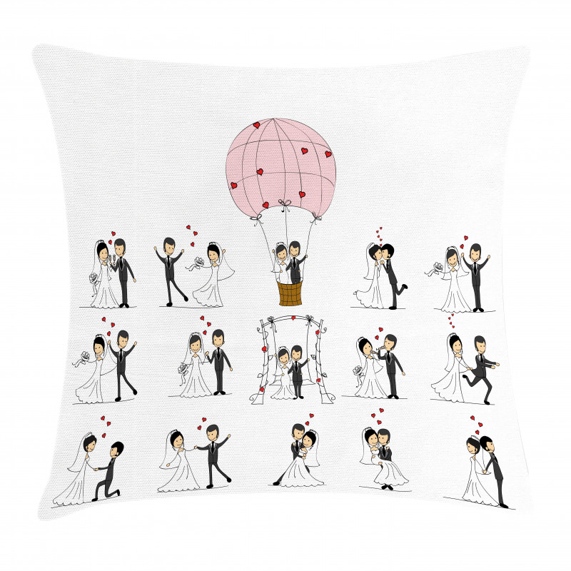 Bride Groom Cartoon Pillow Cover