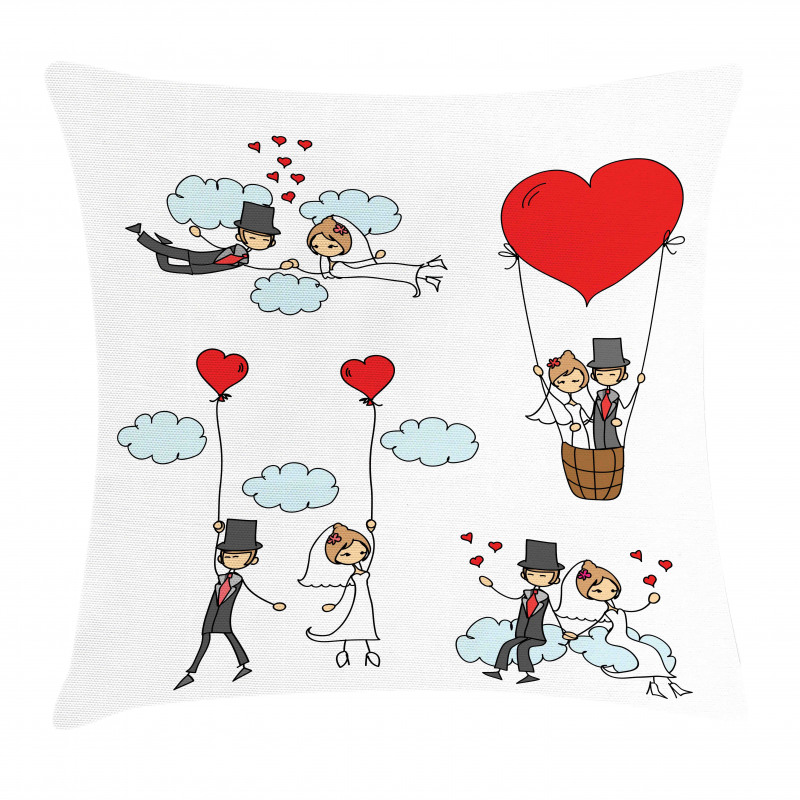 Newlyweds Caricature Pillow Cover