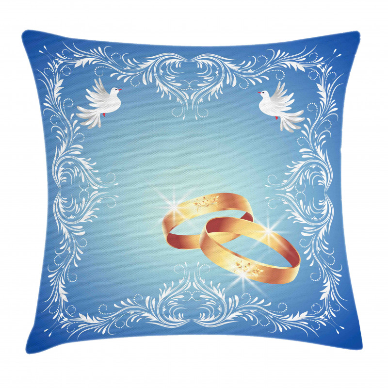 Ornament Frame Doves Rings Pillow Cover