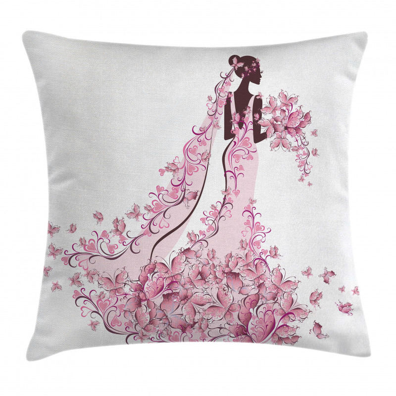 Floral Bridal Gown Pillow Cover