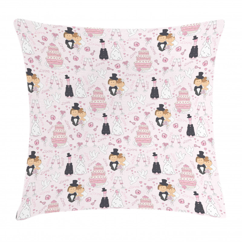 Drawing Pattern Wedding Pillow Cover