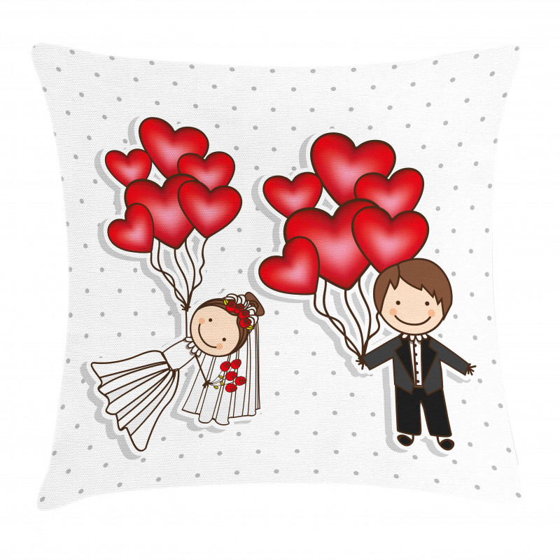 Funny Newlyweds Balloons Pillow Cover