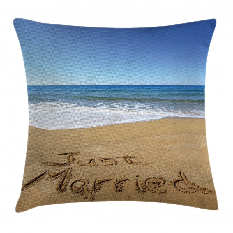 Just Married on Sand Pillow Cover