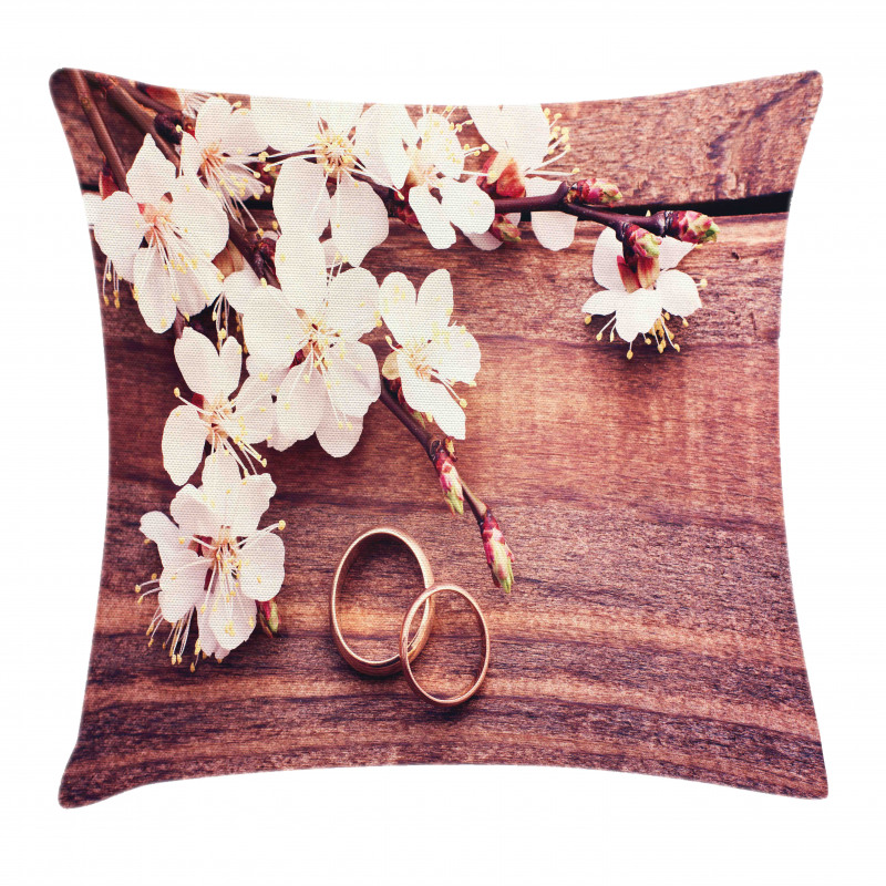 Flowers Rings Wooden Pillow Cover