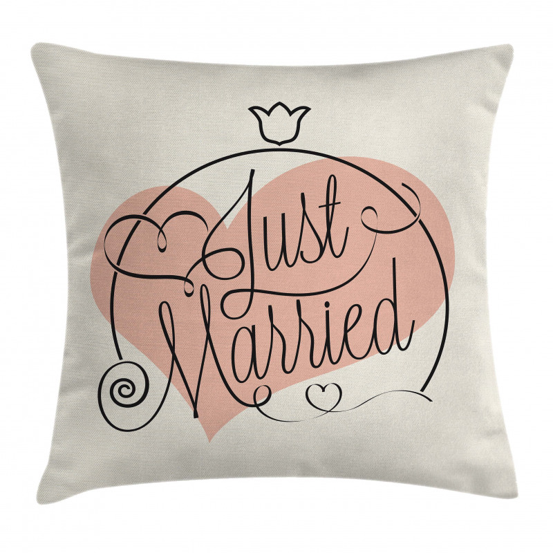 Just Married Tulip Heart Pillow Cover