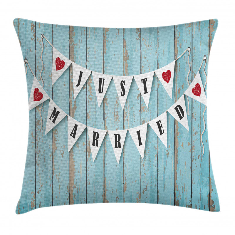 Just Married on Wood Door Pillow Cover