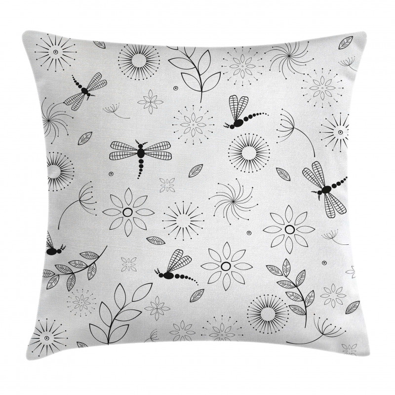 Dragonfly Floral Pillow Cover