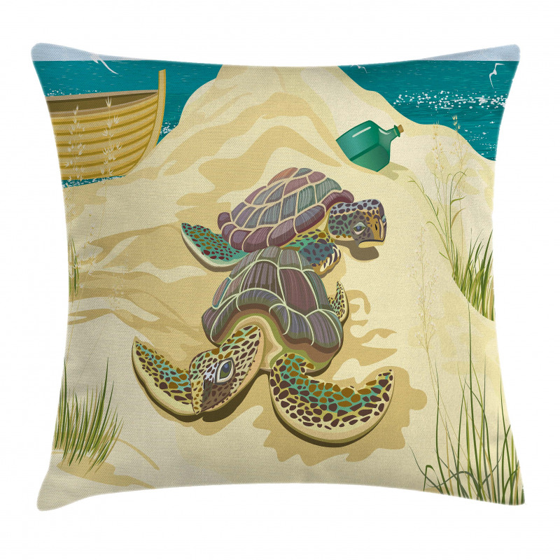 Sea Turtles Sand Boat Pillow Cover