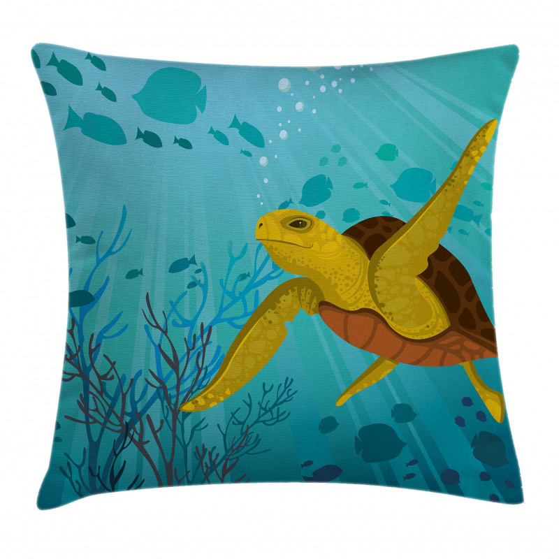 Cartoon Turtle Coral Pillow Cover