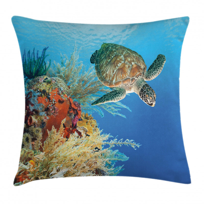 Exotic Turtle Coral Pillow Cover