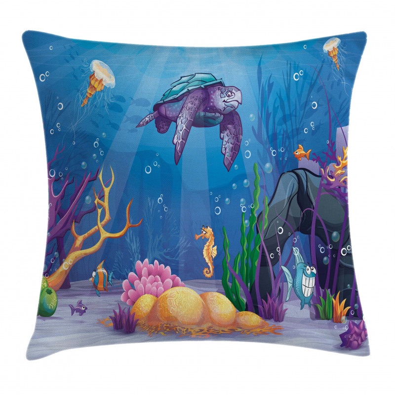 Underwater World Cartoon Pillow Cover