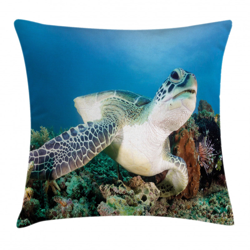 Green Turtle Coral Pillow Cover