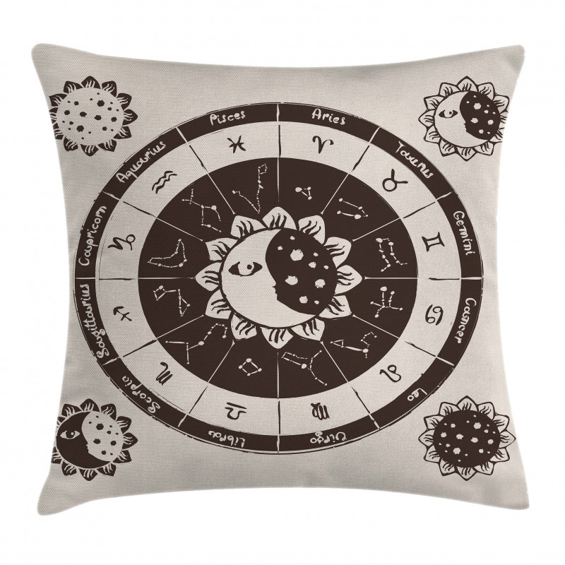 Zodiac Sun Moon Pillow Cover