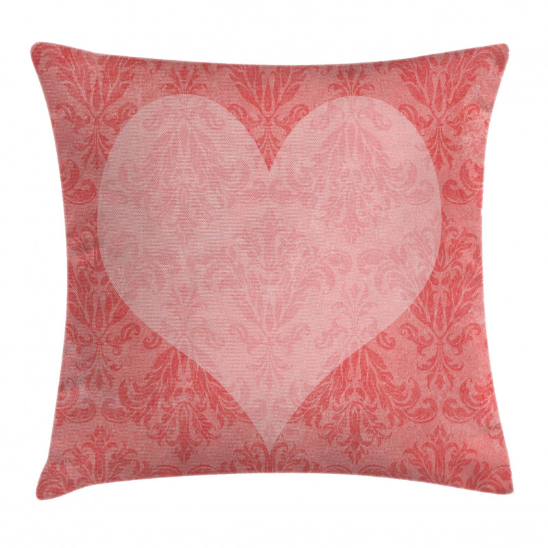 Pink Heart Damask Pillow Cover