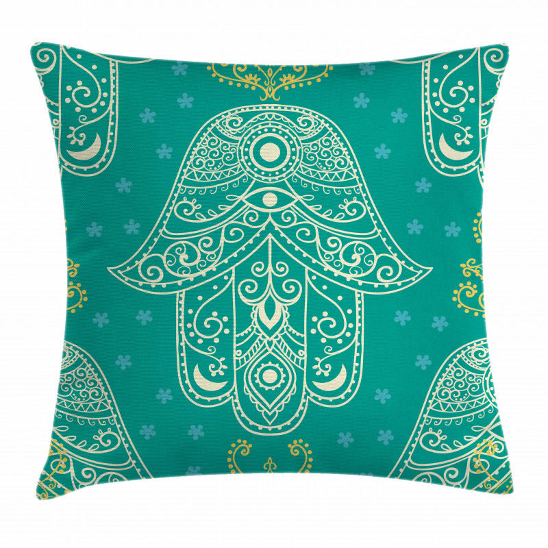 Hamsa Pattern Daisies Pillow Cover