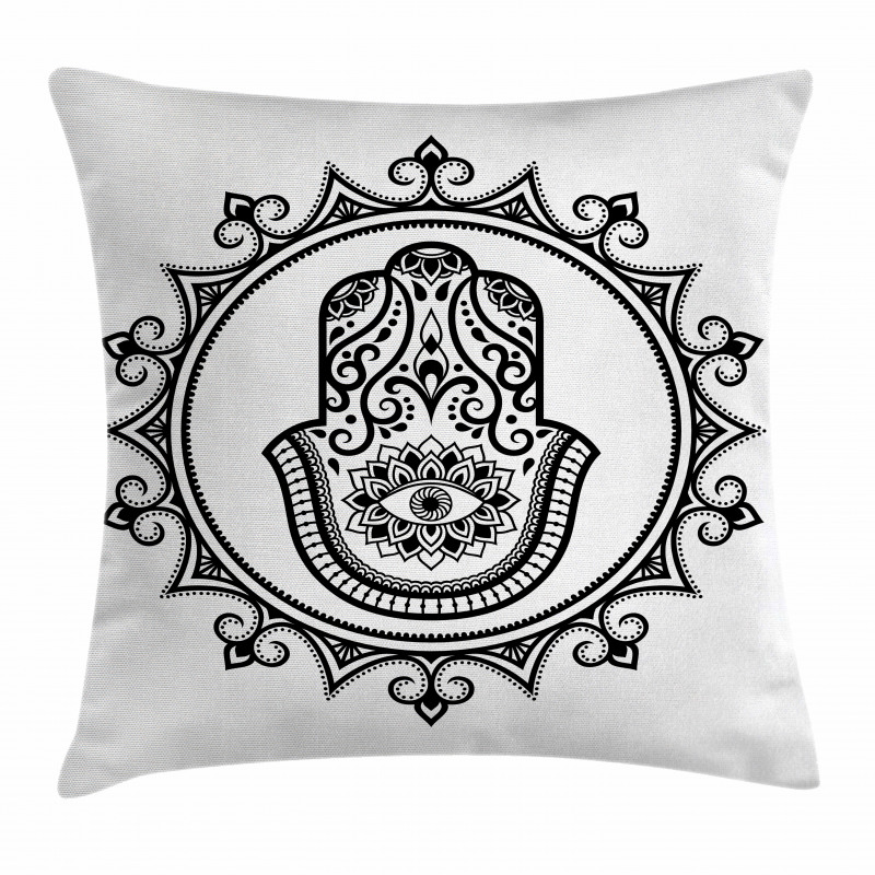 Hamsa Mandala Shape Pillow Cover