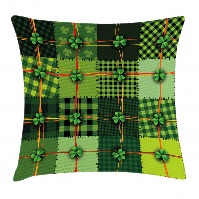 Patchwork Celtic Clovers Pillow Cover