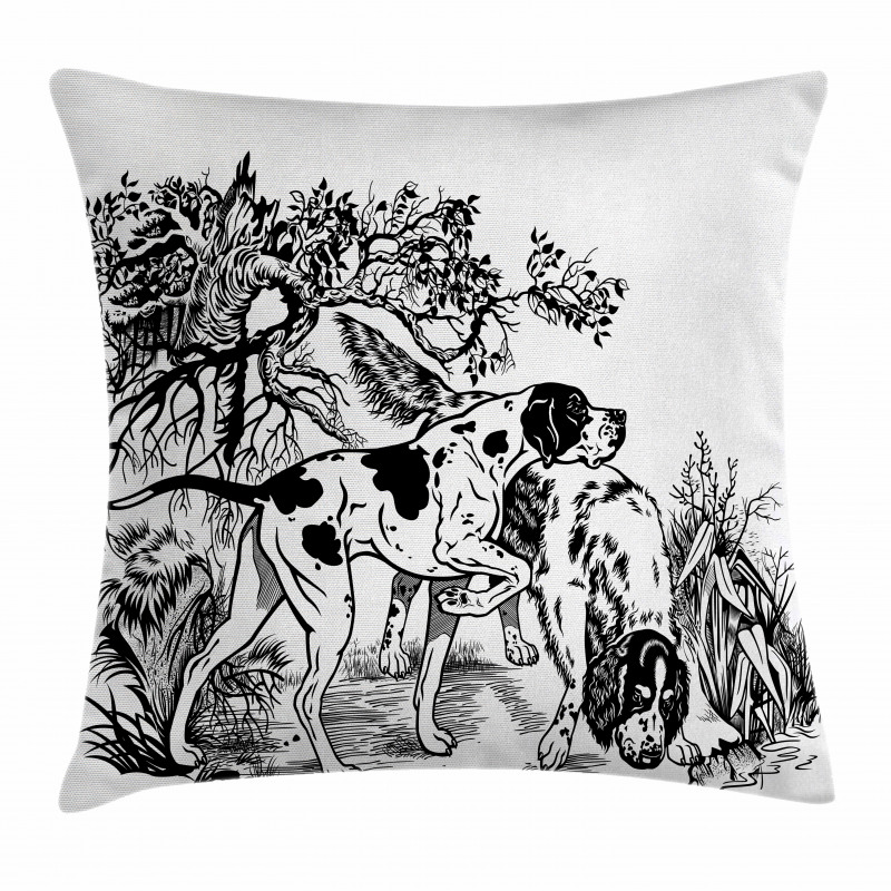 Dogs in Forest Pillow Cover