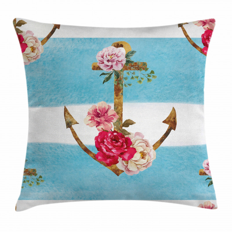 Anchors and Roses Pillow Cover