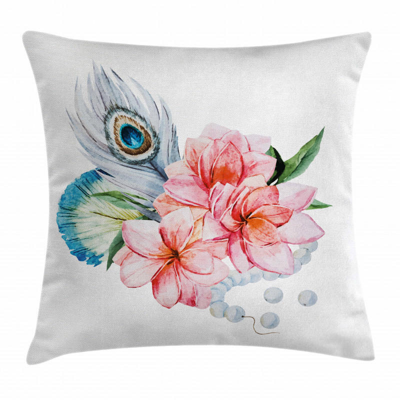 Peony and Peacock Pillow Cover