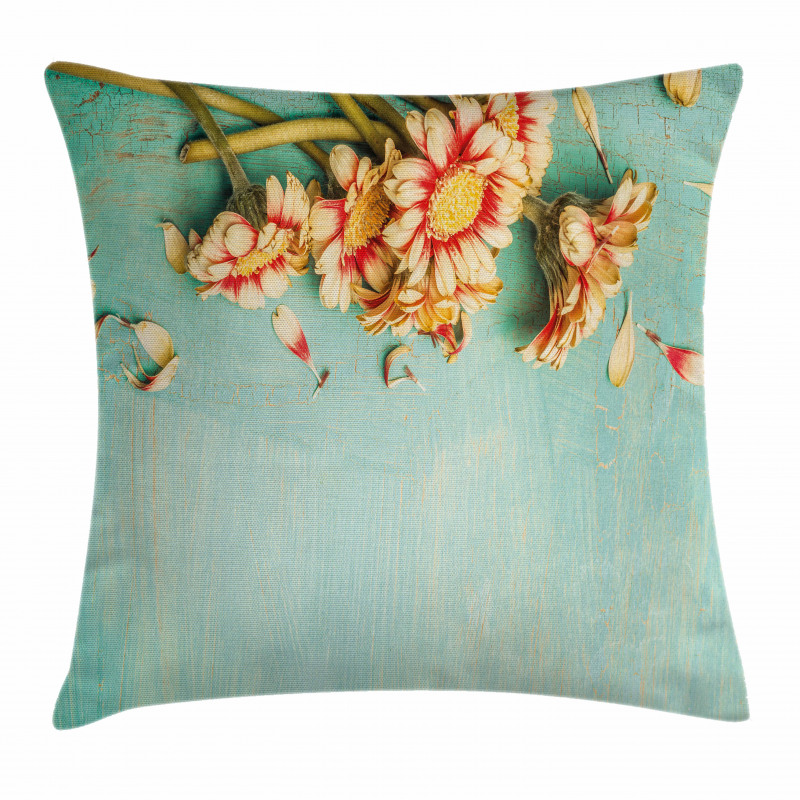 Gerbera Bunch Blue Pillow Cover