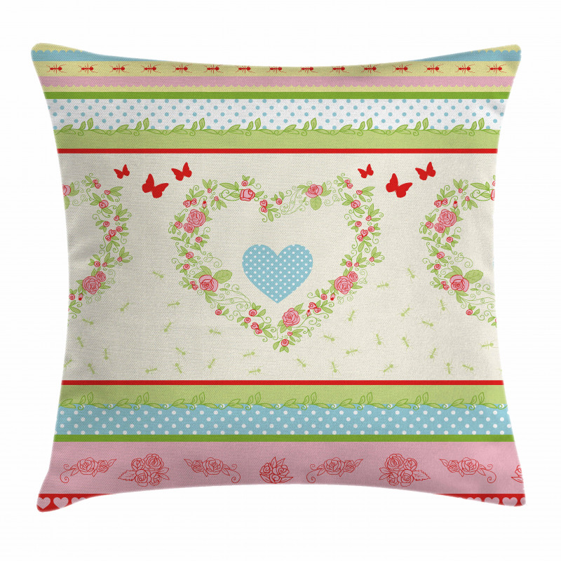 Country Rose Hearts Pillow Cover