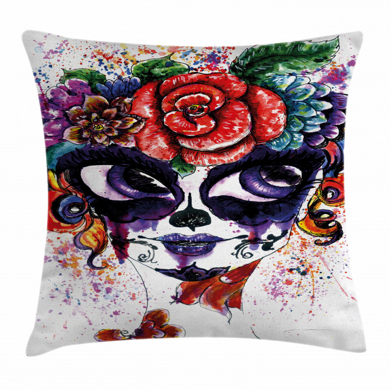 Floral Big Eyes Pillow Cover