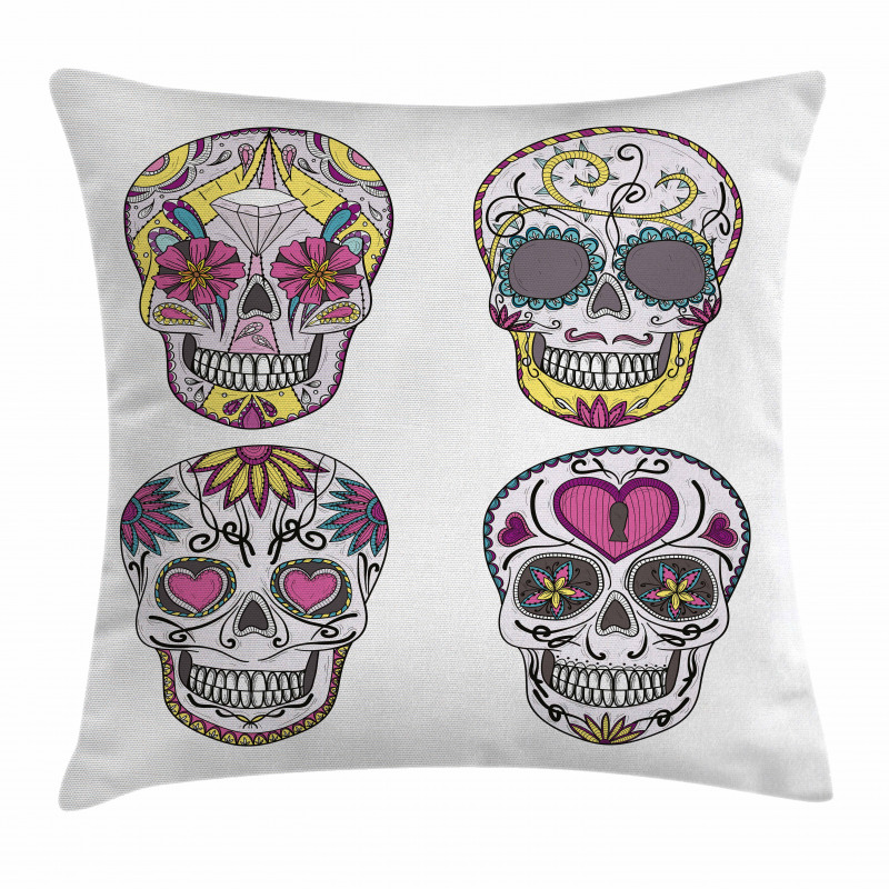 Mexican Skulls Set Pillow Cover