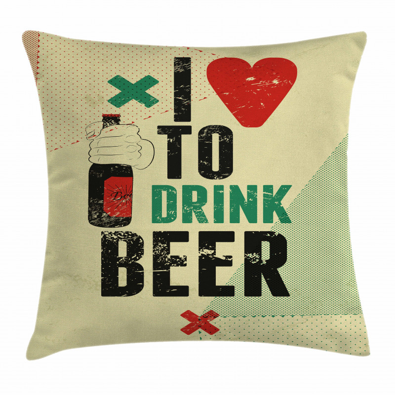 Love Beer Grunge Hand Pillow Cover