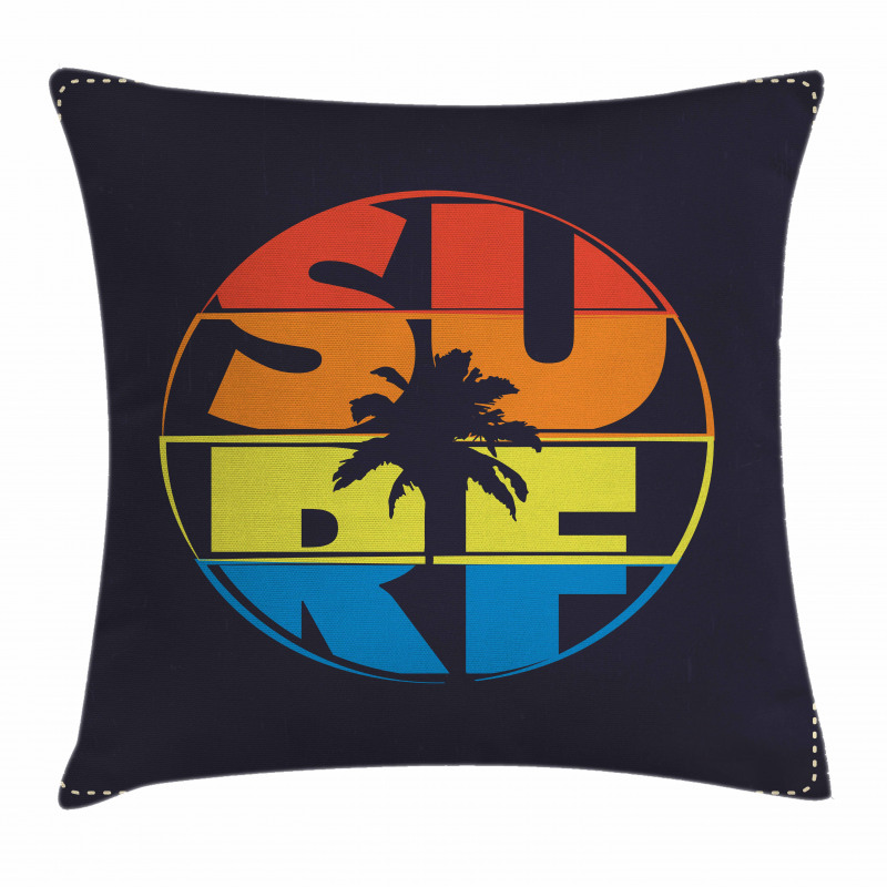 Surf Rainbow Colors Palm Pillow Cover