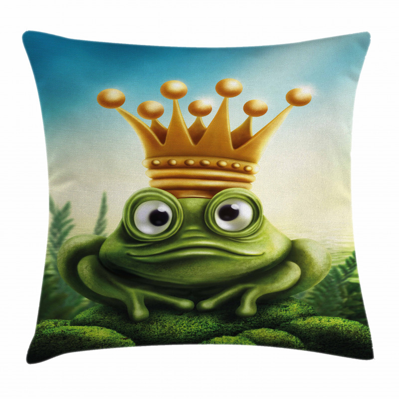 Frog Prince on Moss Stone Pillow Cover
