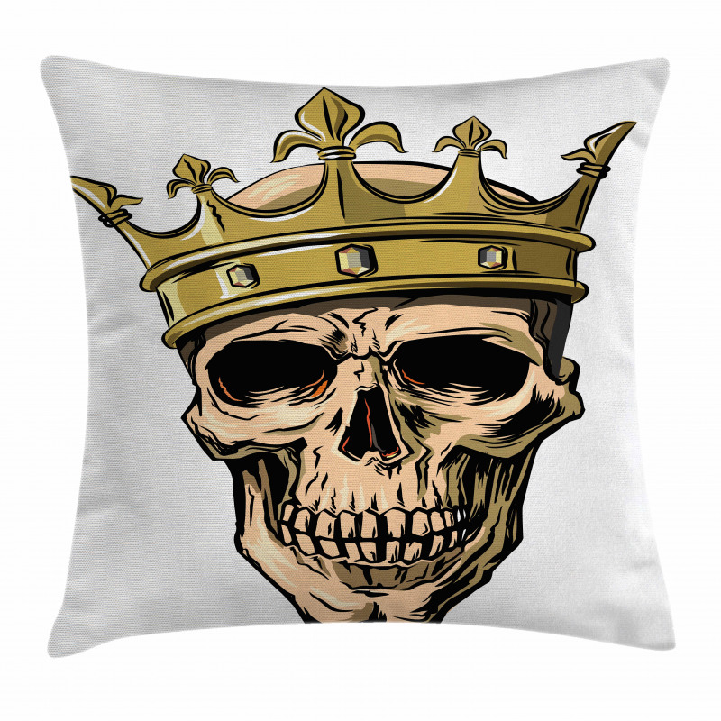 Skeleton Head with Crown Pillow Cover