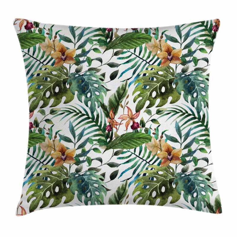 Palm Tree Flowers Hibiscus Pillow Cover