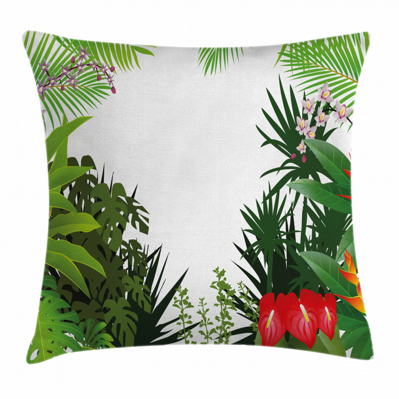 Hibiscus Anthurium Leaves Pillow Cover