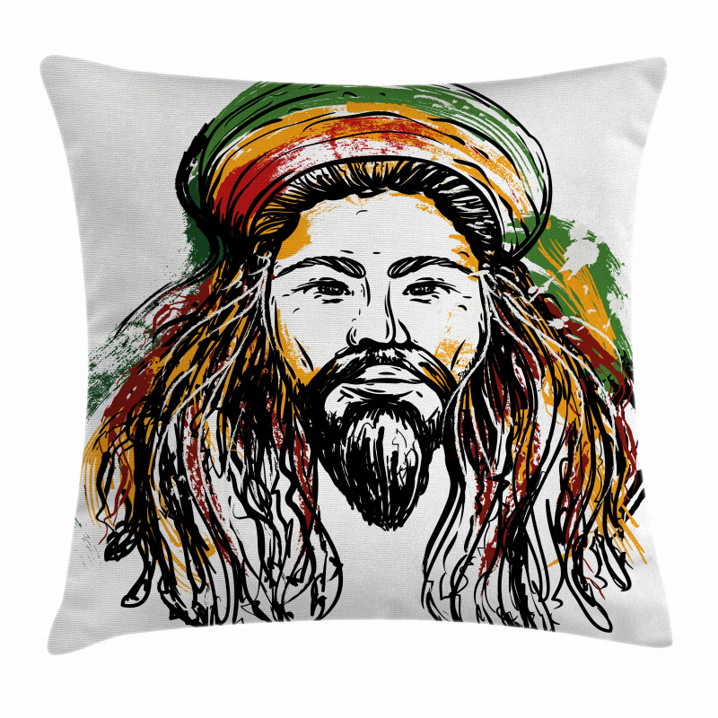Rasta Man Sketch Portrait Pillow Cover