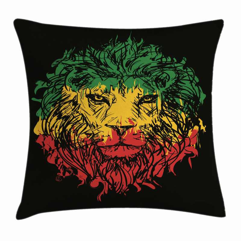 Grunge Lion Head Portrait Pillow Cover