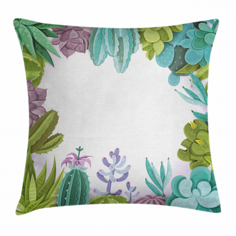 Succulents Plants Frame Pillow Cover