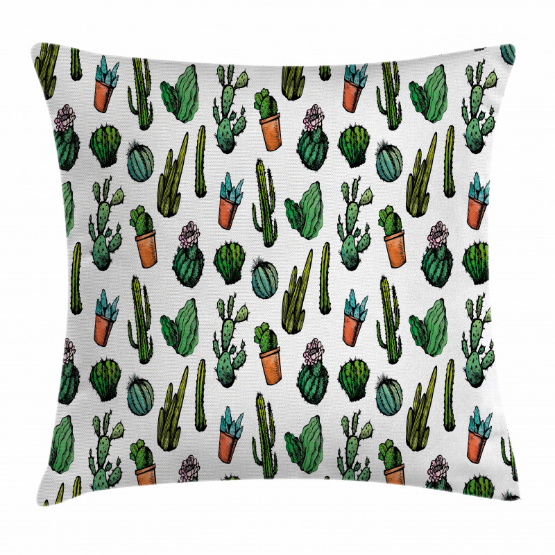 Spiked Cacti Pots Art Pillow Cover