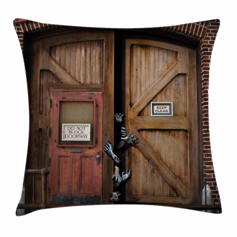 Monster Wood Door Pillow Cover